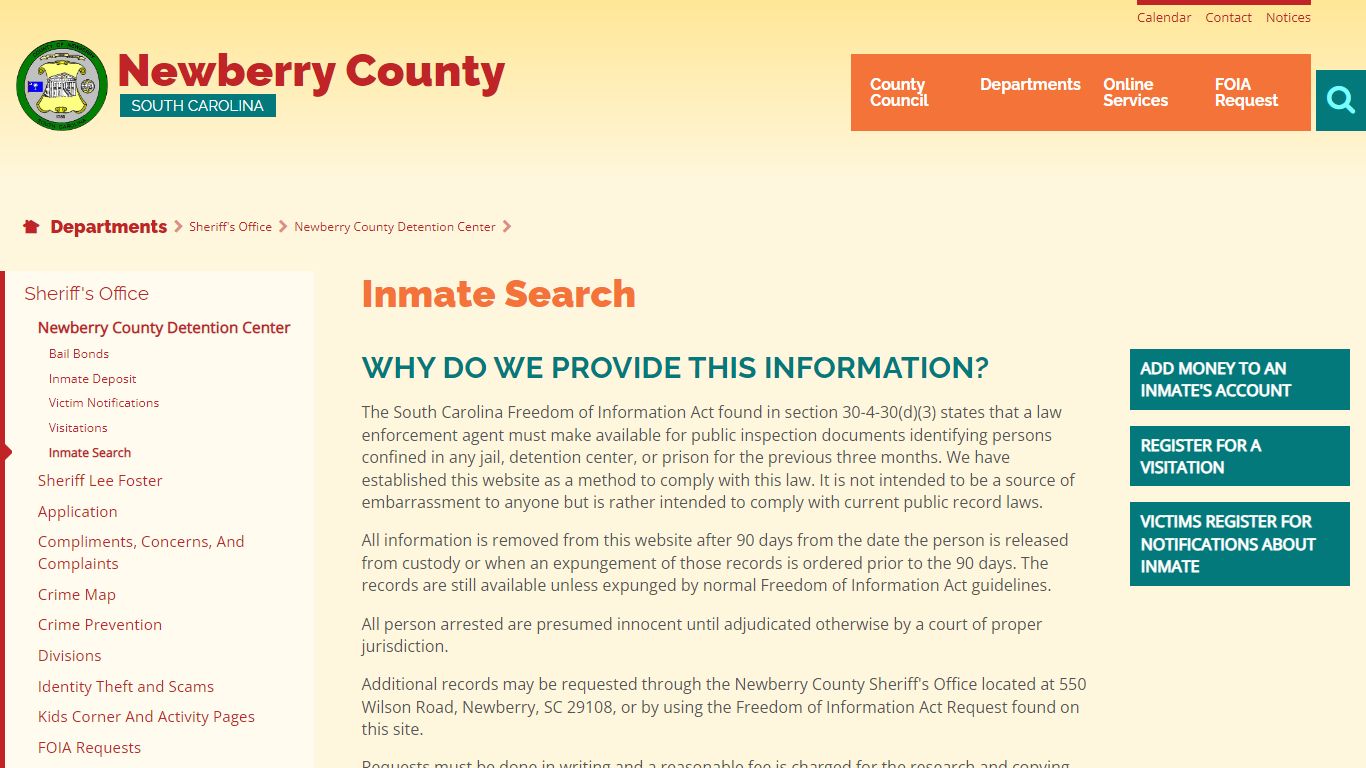 Inmate Search | Page 16 | Newberry County